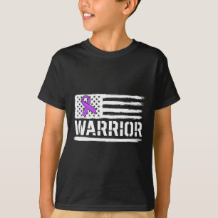 T-shirt Epilepsy Guerrier Cadeau Purple American Drapeau L