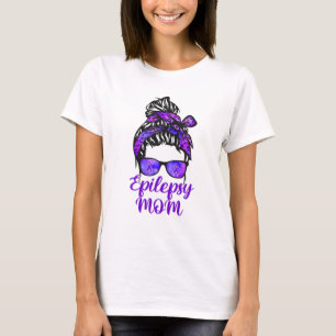T-shirt Epilepsy Maman Messy Bun Lunettes de cheveux Banda