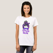 T-shirt Epilepsy Maman Messy Bun Lunettes de cheveux Banda (Devant entier)