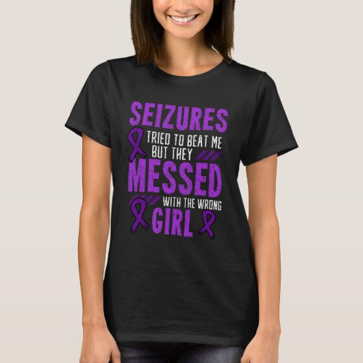 T-shirt Epilepsy Seizure Neurological Disorder Purple Ribb (Devant)