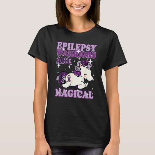 T-shirt Epilepsy Warrior Epileptic Day Purple Unicorn (Devant)