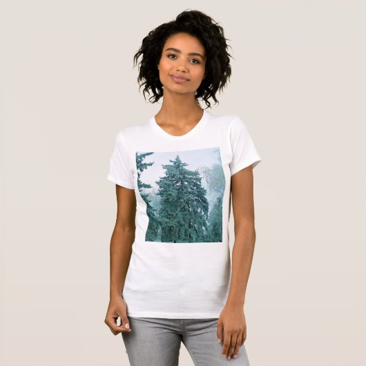T-shirt Épinette de Noël avec neige (Devant entier)