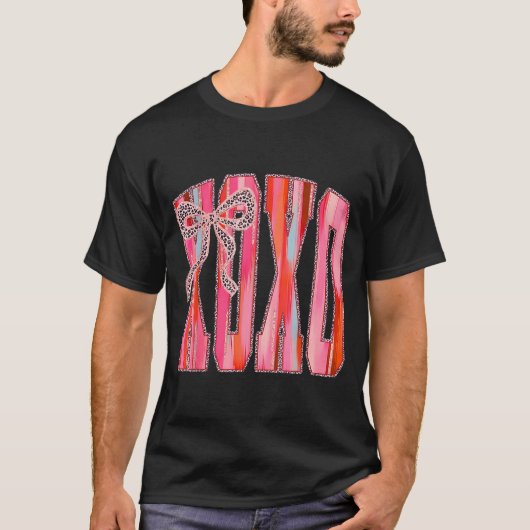 T-shirt Épingle Xoxo Bow Léopard Drôle de Saint-Valentin C (Devant)