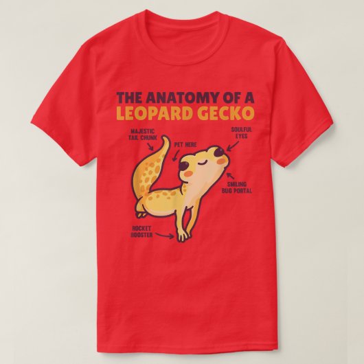 T-shirt Eplanage drôle d'un gecko léopard Anatomie d'un g (Design devant)
