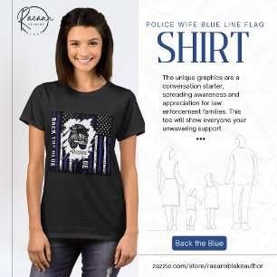 T-Shirt Épouse de Policier Drapeau Ligne Bleue