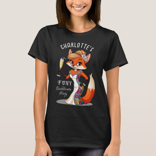 T-shirt Épouse Fox | Foxy Bachelorette Noir (Devant)