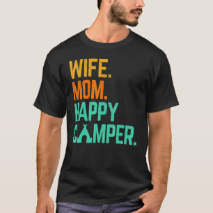 T-shirt Épouse Maman Happy Camper Mignonne Famille de Camp