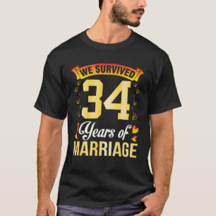 T-shirt Épouse Mari Nous Avons Survécu 34 Ans De Mariage
