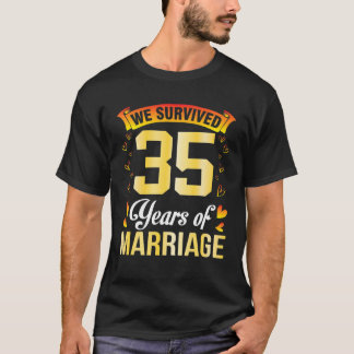 T-shirt Épouse Mari Nous Avons Survécu 35 Ans De Mariage