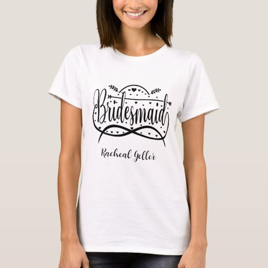 T-shirt Épouse moderne Script Nom personnalisé Bachelorett (Devant)
