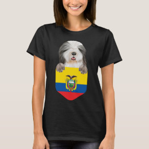 T-shirt Equateur Drapeau Collie Chien Porté Dans La Poche