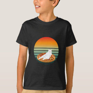 T-shirt Équestre de chat pizza rétro