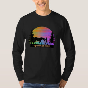 T-shirt Equestre Vivant Colorful Sunset Horse Girl Silho