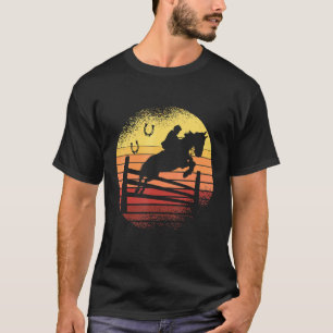 T-shirt Equestrian Horse Show Jumping Retro Sunset