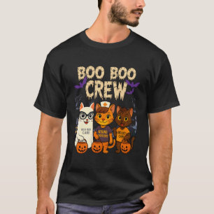 T-shirt Équipage Boo Chat Halloween Drôle Soins des plaies