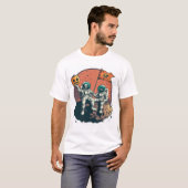 T-shirt Équipage d'astronaute squelette (Devant entier)