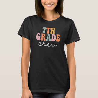 T-shirt Équipage de 7e année Rétro Groovy Femmes Heureux P