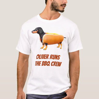 T-shirt Équipage de BBQ de teckel personnalisé Drôle de ch