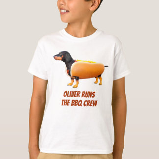 T-shirt Équipage de BBQ de teckel personnalisé Drôle de ch