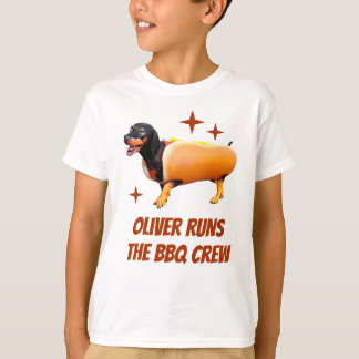 T-shirt Équipage de BBQ de teckel personnalisé Drôle de ch