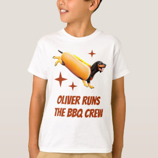 T-shirt Équipage de BBQ de teckel personnalisé Drôle de ch