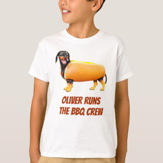 T-shirt Équipage de BBQ de teckel personnalisé Drôle de ch