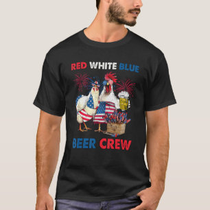 T-shirt Équipage De Bière Rouge Blanche Et Bleue Du 4 Juil