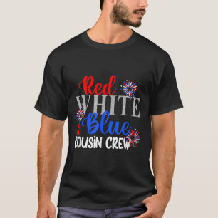 T-shirt Équipage de cousins rouge blanc et bleu 4 juillet