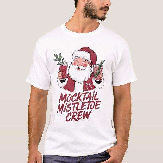 T-shirt Équipage de Noël sobre Mocktail Mistletoe (Devant)