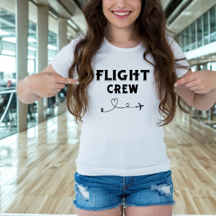 T-shirt Équipage de vol de voyage Avion noir Cœur Vacances