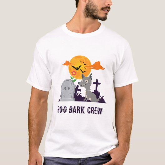 T-shirt Équipage d'écorce Boo | Halloween drôle de chien (Devant)