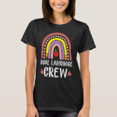 T-shirt Équipage double langue Rainbow Boho Enseignant bil (Devant)
