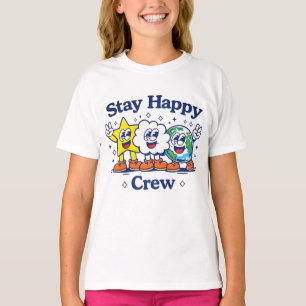 T-shirt Équipage Reste Heureux Enfants Mignons Dessin Anim