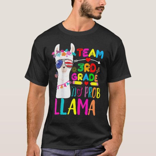 T-shirt Équipe 3e année Pas de Prob Enseignant Llama Retou (Devant)
