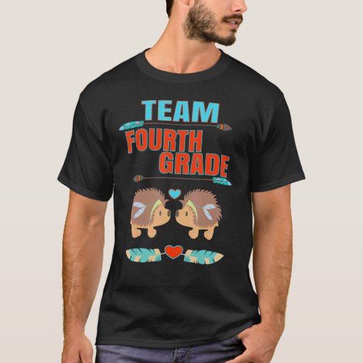 T-shirt Équipe 4e année Hérisson enseignant Retour T (Devant)