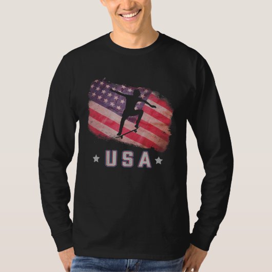 T-shirt Équipe Américaine De Skateboard Drapeau Étoiles Et (Devant)