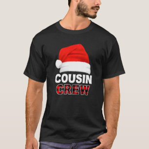 T-shirt Équipe Cousin Santa Chapeau Butiflo Plaid Red Xmas