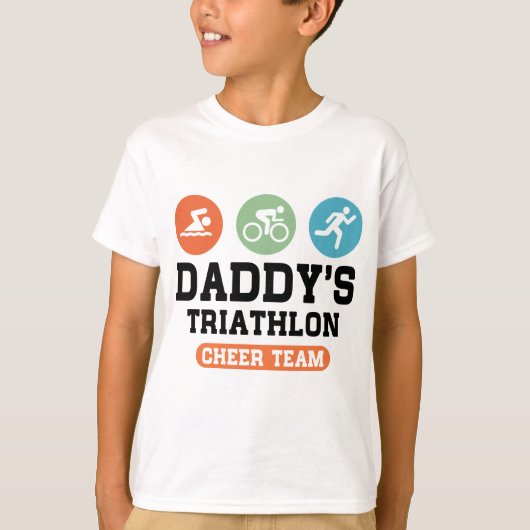 T-shirt Équipe d'acclamation du triathlon du papa (Devant)