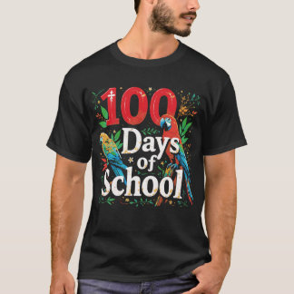 T-shirt Équipe de 100 jours d'école oiseau perroquet étudi