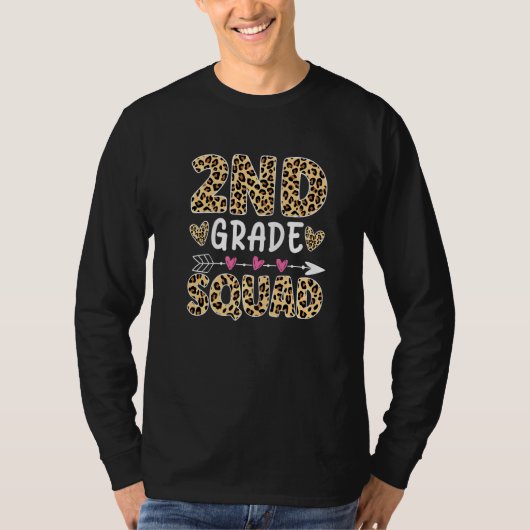 T-shirt Équipe de 2e année Léopard Mignon Professeur Étudi (Devant)