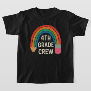 T-shirt Équipe de 4e année avec crayon arc-en-ciel Retour 
