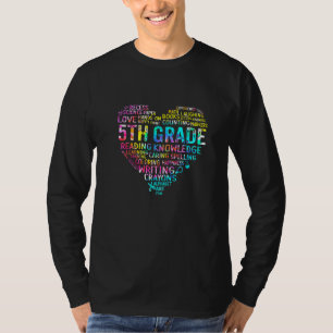T-shirt Équipe de 5e année Tie Dye cœur retour à l'école