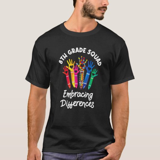 T-shirt Équipe de 8e année embrassant les différences Auti (Devant)