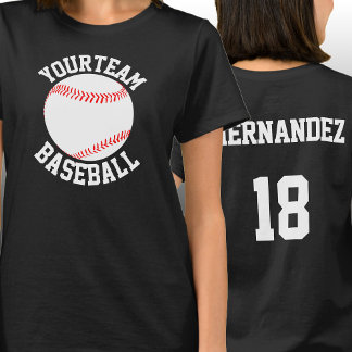 T-shirt Équipe de baseball, Nom du joueur et nombre de fem