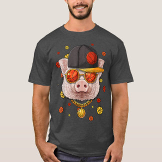 T-shirt Équipe de basket-ball de cochon Farmer Joueur de b