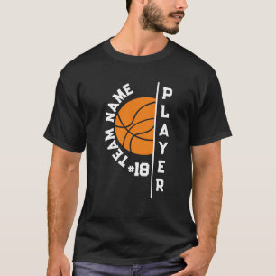 T-shirt Équipe de basket-ball, nom du joueur et numéro de 