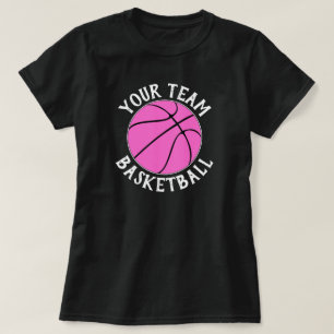 T-shirt Équipe de basket-ball rose, Nom du joueur et Numér