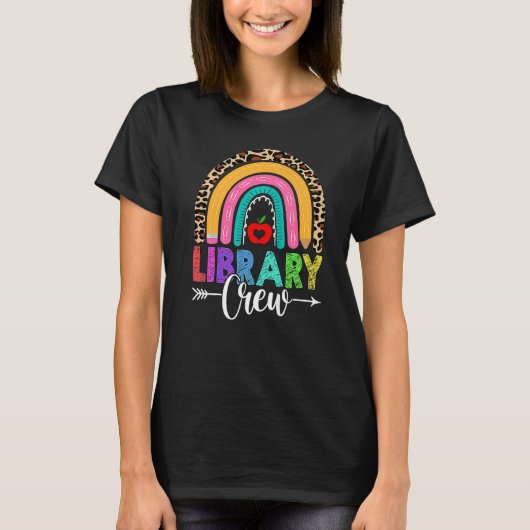 T-shirt Équipe de bibliothèque Rainbow Leopard enseignant (Devant)