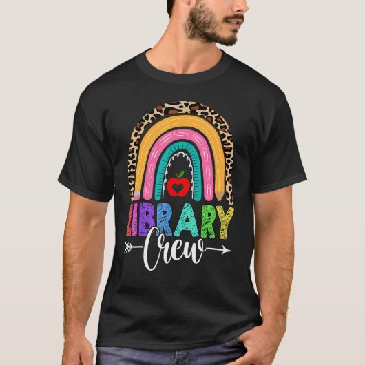 T-shirt Équipe de bibliothèque Rainbow Leopard enseignant (Devant)