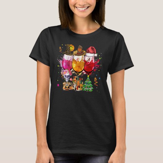 T-shirt Équipe de boisson Hallothanksmas Thème de boisson (Devant)